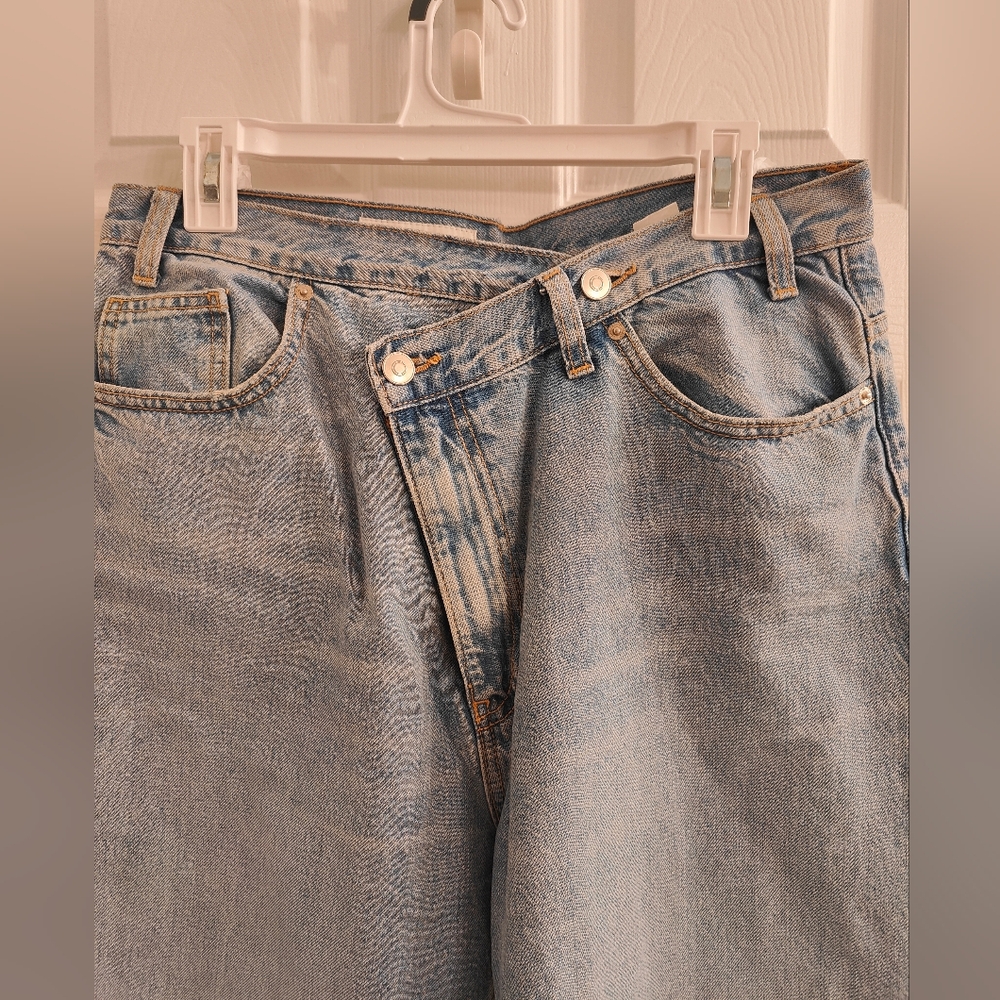 ZARA High Waist Crossover Waist Wide Leg jeans